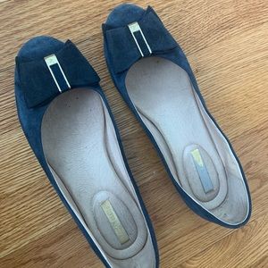 blue suede flats